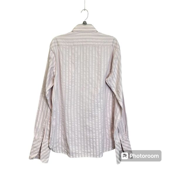 Ted Baker London Flip Cuff Shirt Size 4 (M) Men Pink Stripe Cotton Turkey Mint‎ - Picture 2 of 16